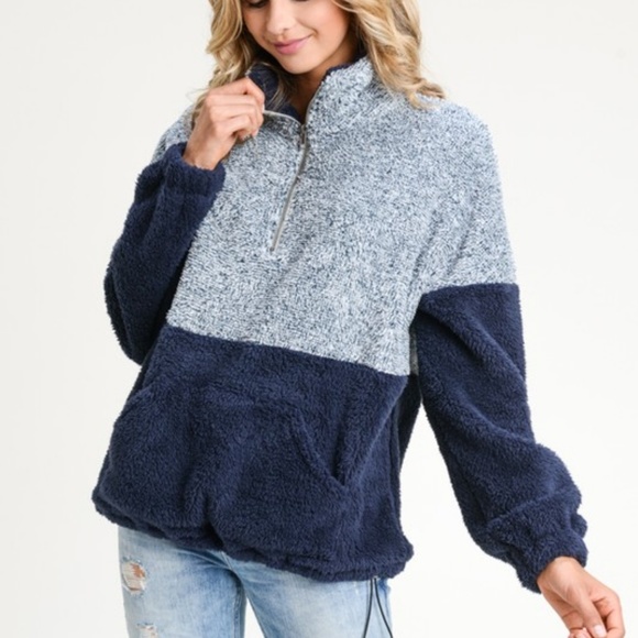 LAST NEW Navy Blue Color Block Pull Over - Picture 2 of 6